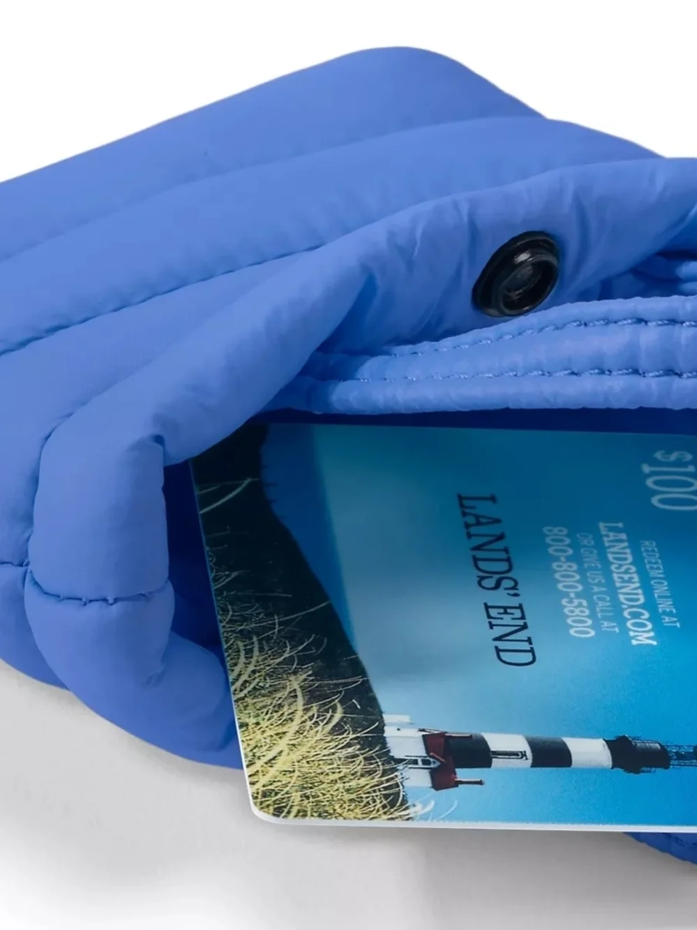 Lands' End Puffy Quilted Micro Wanderweight Tote in Bright Blue Keychain